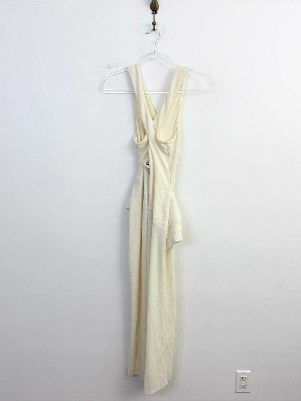 ASOS Design Cream Draped Front Cross Back Knit Midi Dress US 10 EU 42 - Picture 4 of 6